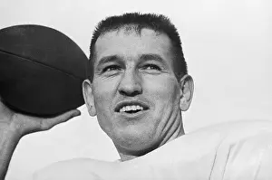 Quarterback Prints: Johnny Unitas Holding Football