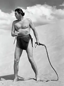 Whip Prints: Johnny Weismuller As Tarzan Holding Whip
