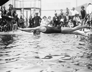 Teenage Boy Prints: Johnny Weissmuller Diving into Water