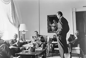 Conference Prints: Johnson Confers To End Bombing In Nam