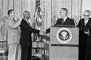 Johnson Presents Medal To A P Randolph