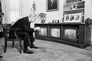 Johnson Watches Apollo 8 Mission