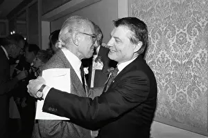 Awards Ceremony Prints: Jonas Salk and Luc Montagnier Hug