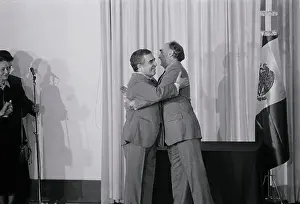Jose Lopez Portillo and Gabriel Garcia Marquez Embracing