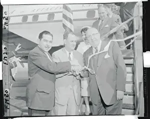 Obrien Prints: Jose Lopez Vilaboy and Colleagues Participating in a Ribbon Tying Ceremony