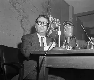 Josef Swiatlo Sitting Behind Microphones