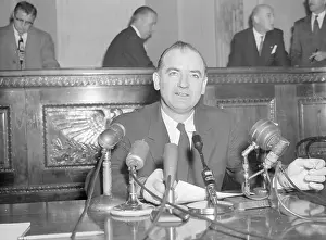 Joseph McCarthy Speaking to Newsmen