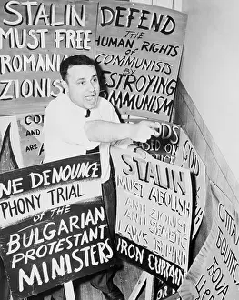 Joseph N. Calderon with Anti-Communism Signs