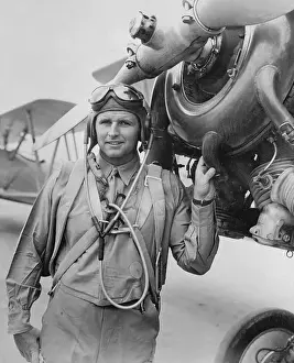 Propeller Prints: Joseph P. Kennedy Jr. Standing by Propeller of Plane