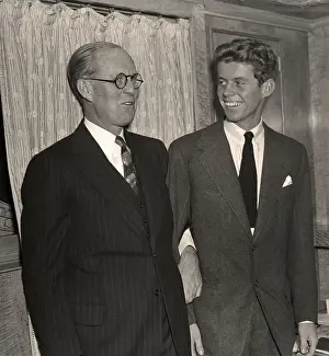 Ambassador Prints: Joseph P. Kennedy with son John Fitzgerald Aboard Ocean Liner