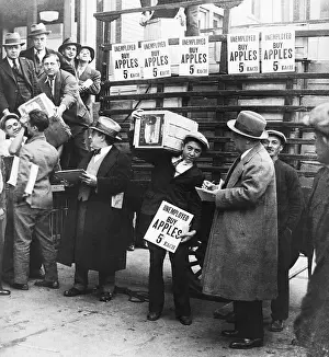 Unemployment Prints: Joseph Sicker with Apple Sellers on Street