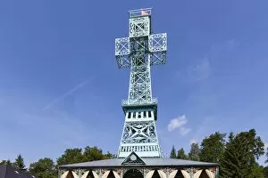 Images Dated 15th August 2013: Josephs Cross, lookout tower on the Great Auersberg Mountain, Stolberg im Harz, Saxony-Anhalt