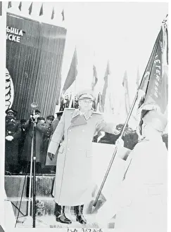 Belgrade Prints: Josip Broz Tito Holding a Flag