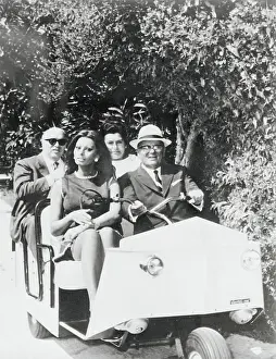 Josip Broz Tito Riding in a Cart with Colleagues