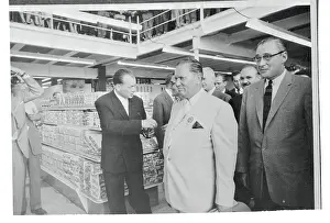 Josip Broz Tito Touring a Supermarket Exhibit