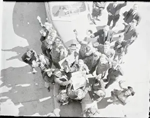 Cheering Prints: Joyous Group of Picketers Celebrating The News