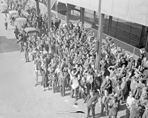 Cheering Prints: Joyous Group of Picketers Celebrating The News in Street
