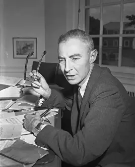 J.Robert Oppenheimer Seated at Desk in Office