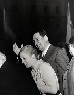 Anniversary Prints: Juan and Eva Peron Waving