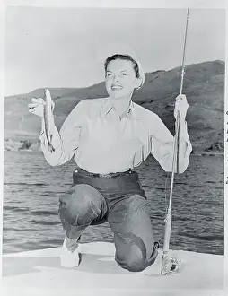 Judy Garland with Fishing Rod and Fish