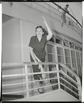 Judy Garland Waving Aboard Ship