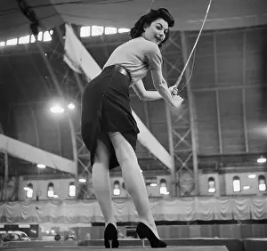Theater Prints: Judy Tyler Trying Out Fishing Equipment