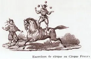 Clown Prints: Juggler On Horseback In French Circus