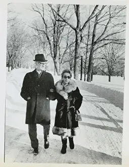Jules Leger and Wife Strolling in the Snow
