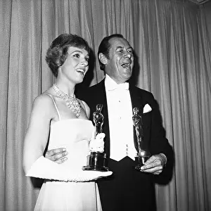Theater Curtain Prints: Julie Andrews and Rex Harrison Holding Academy Awards