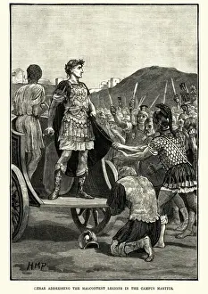 Julius Caesar addressing the malcontent legions in the Campus Martius
