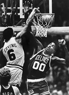 Julius Erving Slam Dunking Against Boston Celtics
