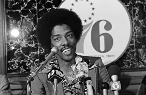 Julius Erving Speaking at a News Conference