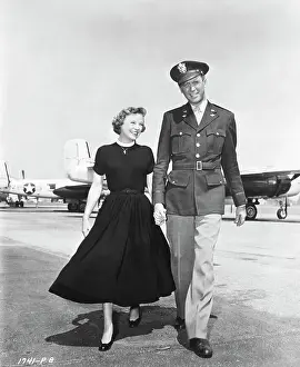Prints of June Allyson and James Stewart in costume for their roles as Helen and Glenn Miller in The Glenn Miller Story, while on location in Denver, Colorado The Legacy of James Stewart: A Cinematic Journey: June Allyson and James Stewart While Filming The Glenn Miller Story
