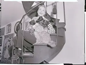 June Havoc Sitting with Cat
