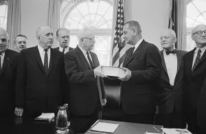 Report Prints: Justice Warren Delivering Report on Kennedy Assassination