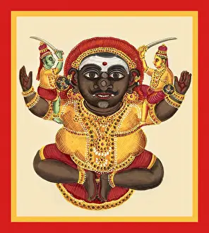 Crown Prints: Kabandha, a rakshasa, crowned by flame-like red hair