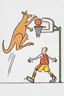 Vertical Image Gallery: Kangaroo scoring at basketball