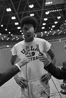 Kareem Abdul-Jabbar Speaking Into Microphones
