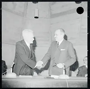 Karl Von Frisch Shaking Hands with Vittorino Veronese