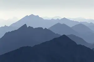 Karwendel Range seen from Hochriss Mountain in Rofan, Maurach, Tyrol, Austria