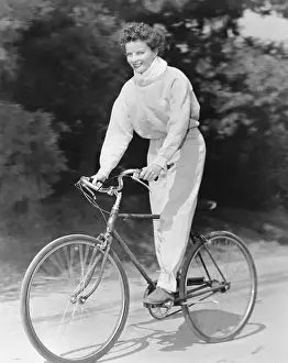 Bicycling Prints: Katharine Hepburn on Bicycle