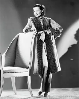 Katharine Hepburn Modelling Gold Robe