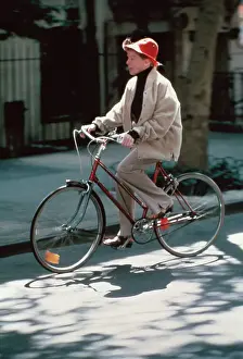 Bicycling Prints: Katharine Hepburn Riding Bicycle