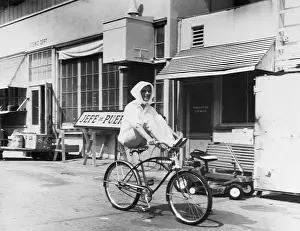 Bicycling Prints: Katharine Hepburn Riding a Bicycle