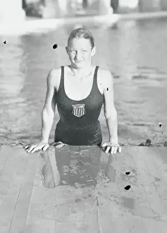 Katherine Rawls Exiting Swimming Pool After Breaking Word Record