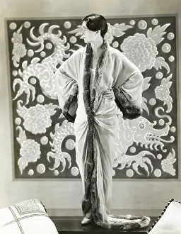 Kay Francis in Asian Style Fur Trimmed Robe