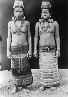 Traditional Style Prints: Kayan Women in Festive Dress for Dance