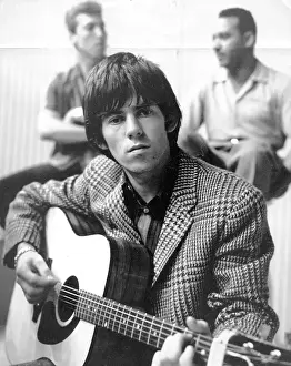 Keith Richards portrait with acoustic guitar