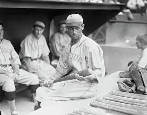 Dugout Prints: Ken Williams Holding Bat in Dugout