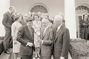 Kennedy Giving Medal to Cousteau